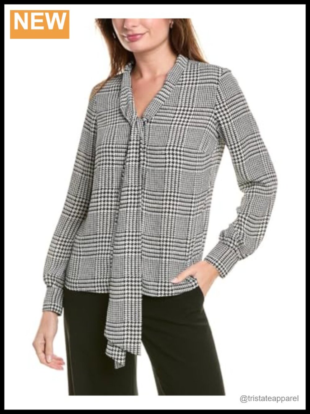 Long Sleeve Plaid Blouse 100% Polyester Button Down Classic Fit